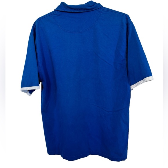 Vintage Retro Columbia Sport Cotton 90s Blue & White Polo Shirt MINTY - Picture 2 of 6